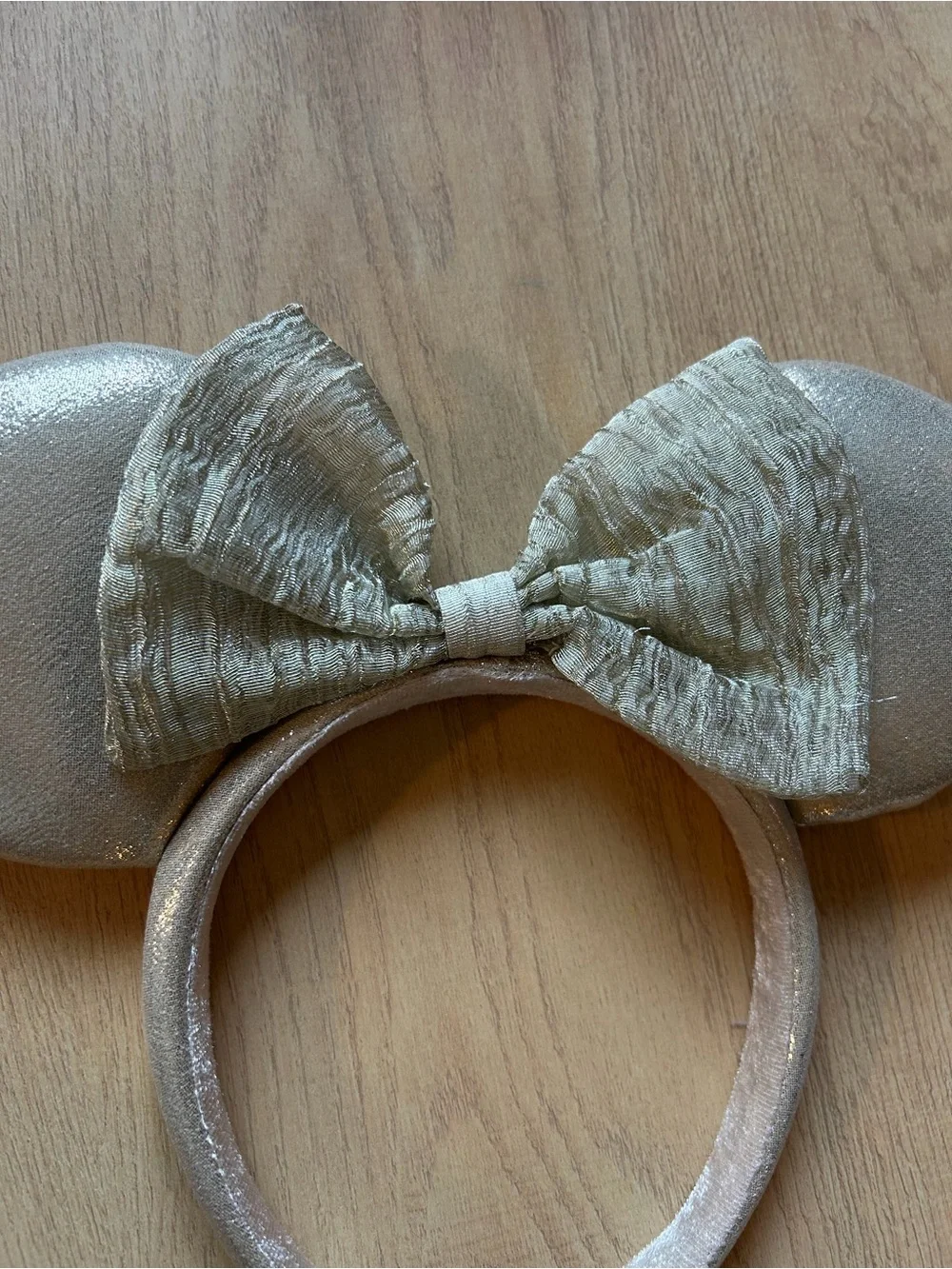 Authentic Disney World Gold Shimmer Mouse Ear Headband with Bow